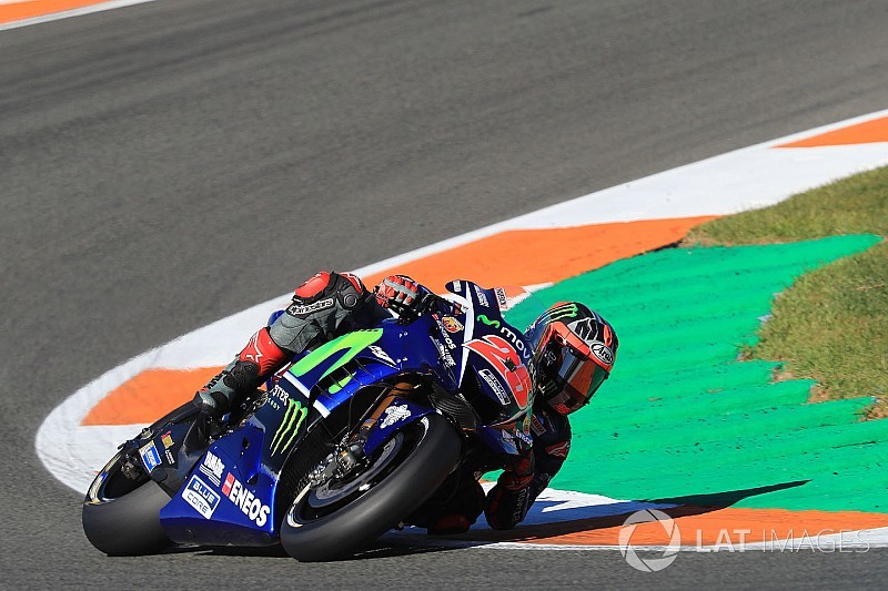 Vinales tops first day of post-season testing, Rossi crashes