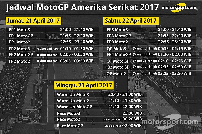 Jadwal lengkap MotoGP Amerika 2017