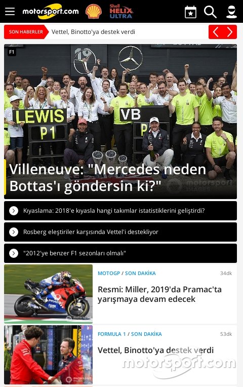 Motorsport.com Mobil ve Tablet Görüntüsü