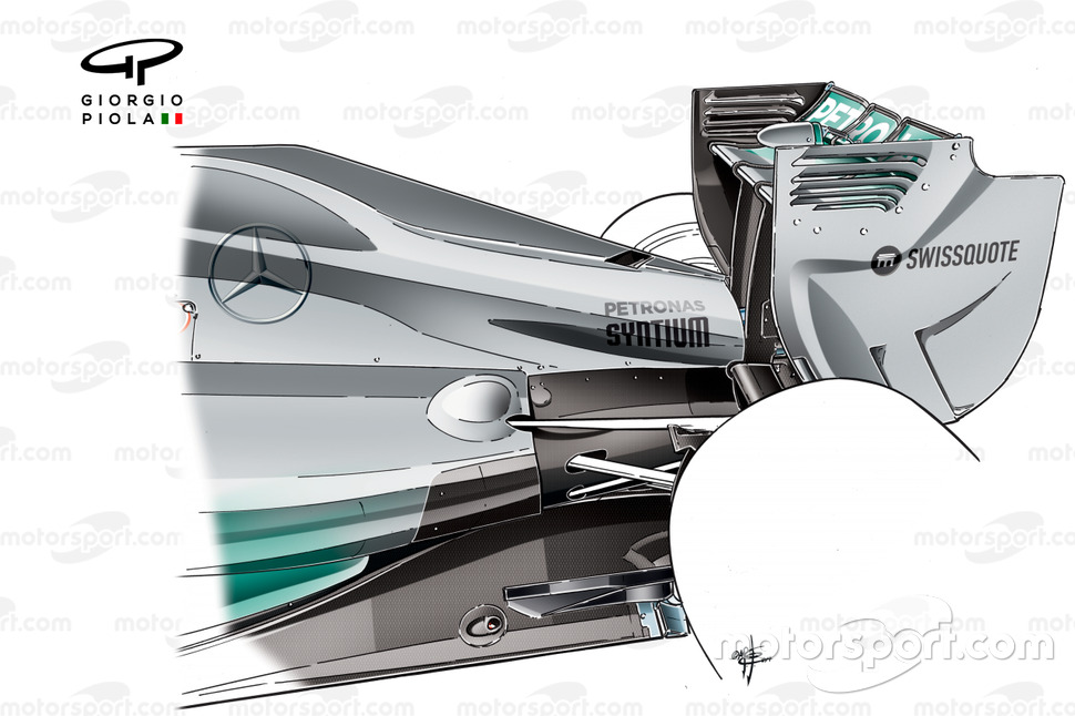Cubierta motor del Mercedes W05 revisada