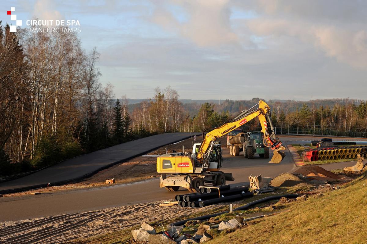 Werkzaamheden op het circuit van Spa-Francorchamps