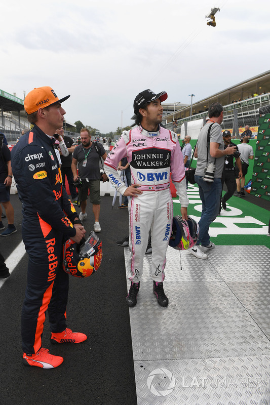 Max Verstappen, Red Bull Racing and Sergio Perez, Sahara Force India