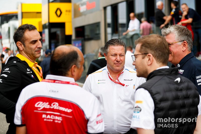 Cyril Abiteboul, Managing Director, Renault F1 Team, Frederic Vasseur, Team Principal, Alfa Romeo Racing, Zak Brown, Executive Director, McLaren, Andreas Seidl, Team Principal, McLaren and Otmar Szafnauer, Team Principal and CEO, Racing Point