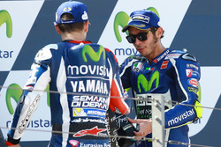 Podium: tweede plaats Jorge Lorenzo, Yamaha Factory Racing, derde plaats Valentino Rossi, Yamaha Fac