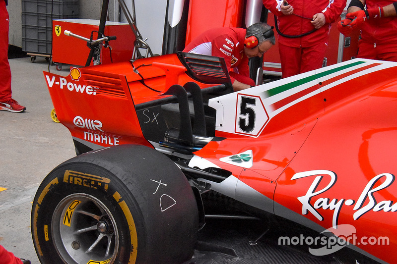 Detalle de la trasera del Ferrari SF71H