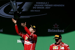 Podium: winner Sebastian Vettel, Ferrari, third place Kimi Raikkonen, Ferrari