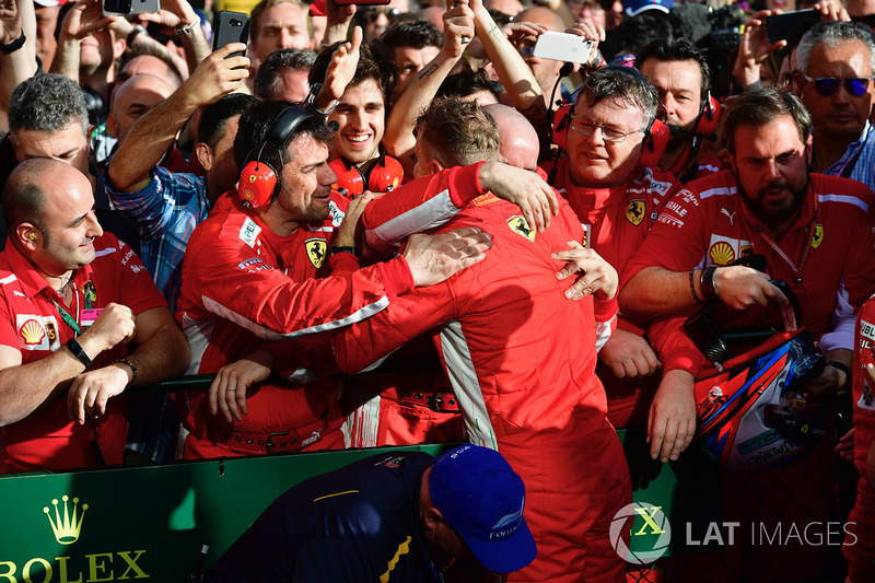 Race winner Sebastian Vettel, Ferrari celebrates in parc ferme