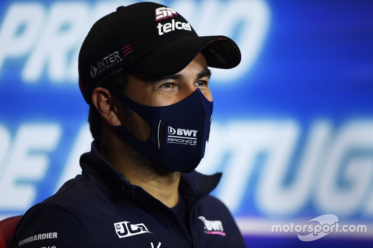 Sergio Perez, Racing Point, in the press conference