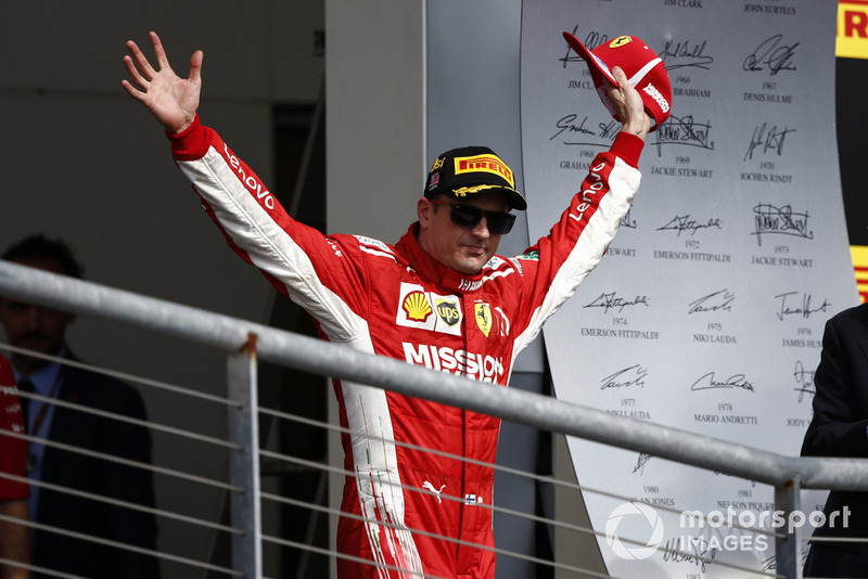 Podio: ganador de la carrera Kimi Raikkonen, Ferrari