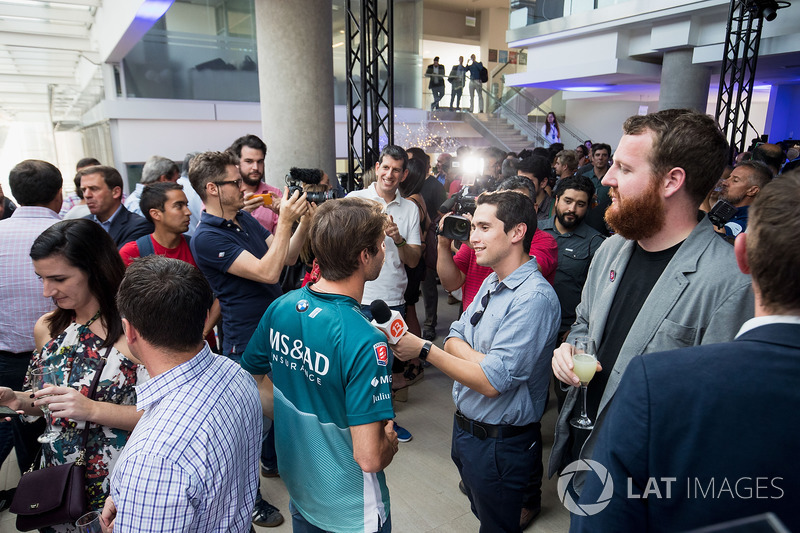 Antonio Felix da Costa, Andretti Formula E Team Team, talks to the press at the launch of the 2018 Qualcomm Safety Car