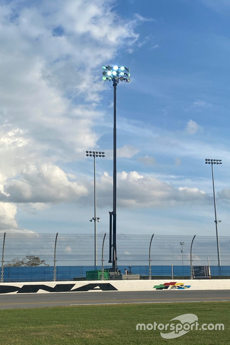 A temporary Musco light at the Daytona Road Course