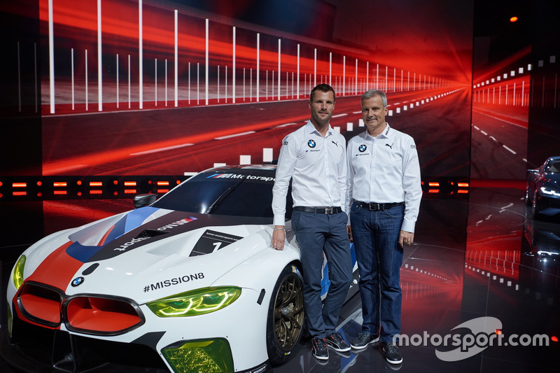 Martin Tomczyk and Jens Marquardt, BMW Motorsport Director with BMW M8 GTE