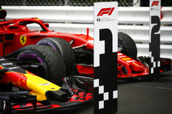 Car of race winner Daniel Ricciardo Red Bull Racing RB14 and Sebastian Vettel Ferrari SF71H