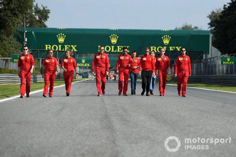 Sebastian Vettel, Ferrari walks the track