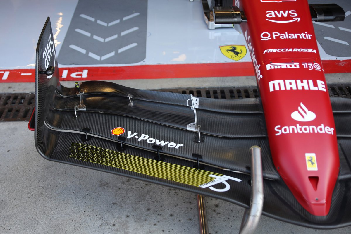 Detalle del alerón delantero del Ferrari F1-75