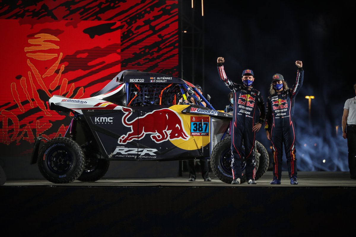 Pereli Tim Red Bull Off-Road, Cristina Gutierrez, dan navigatornya, Francois Cazalet, sukses memenangi etape 1 kategori T3 Reli Dakar 2021.