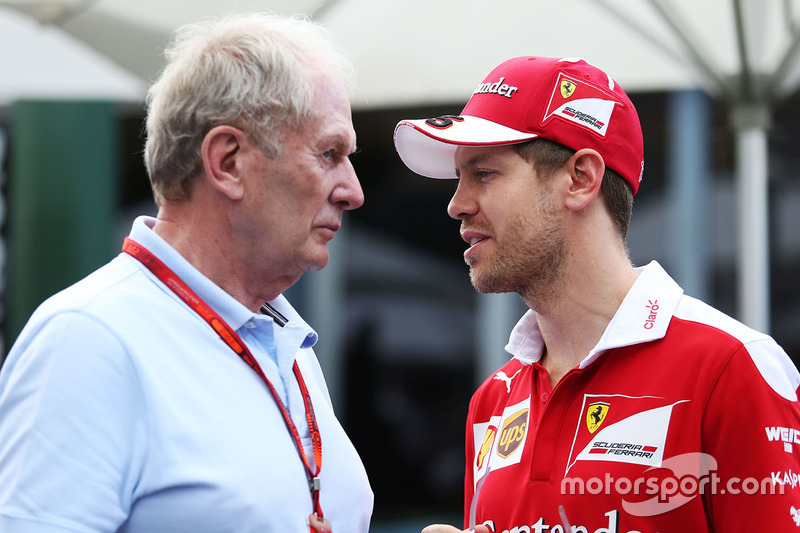 Себастьян Феттель, Ferrari и доктор Хельмут Марко, консультант Red Bull Motorsport