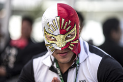 Fan with wrestling mask