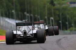 Nico Rosberg, Mercedes AMG F1 W07 Hybrid leads team mate Lewis Hamilton, Mercedes AMG F1 W07 Hybrid