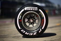 Pirelli tyres with pink markings in support of raising awareness of breast cancer