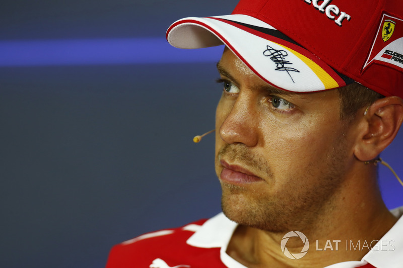 Sebastian Vettel, Ferrari, in the FIA press conference
