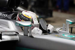 Winnaar Lewis Hamilton, Mercedes AMG F1 W07 Hybrid viert zijn overwinning