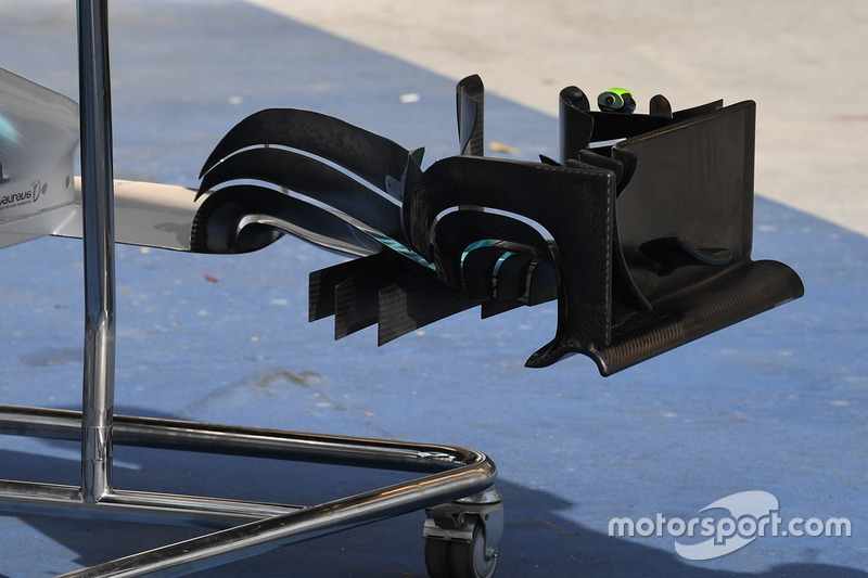 Mercedes AMG F1 W08, detalle del alerón delantero