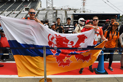 Max Verstappen, Red Bull Racing fans and banner