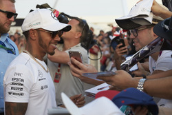 Lewis Hamilton, Mercedes AMG F1, signs autographs for fans