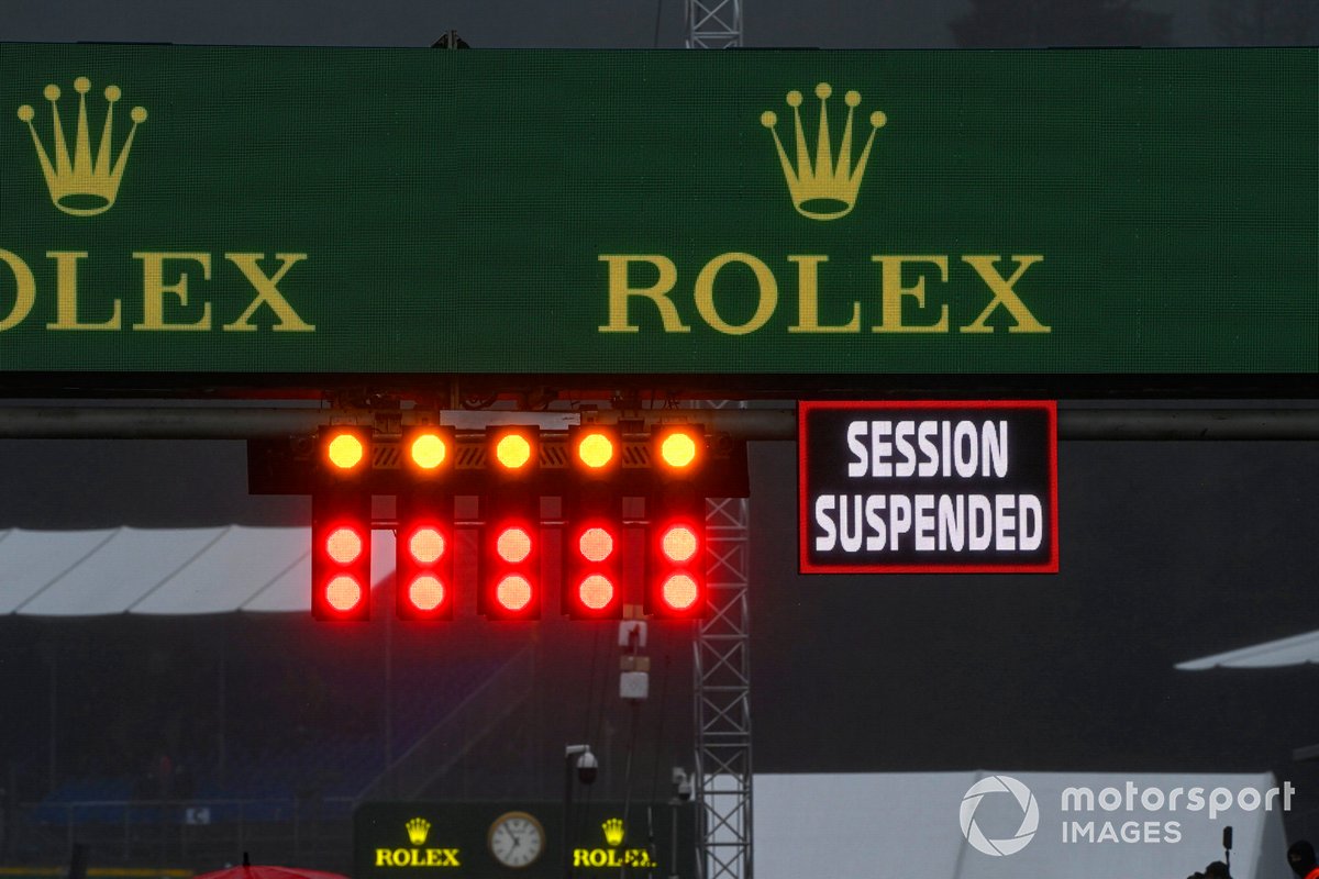 Letrero de sesión suspendida.