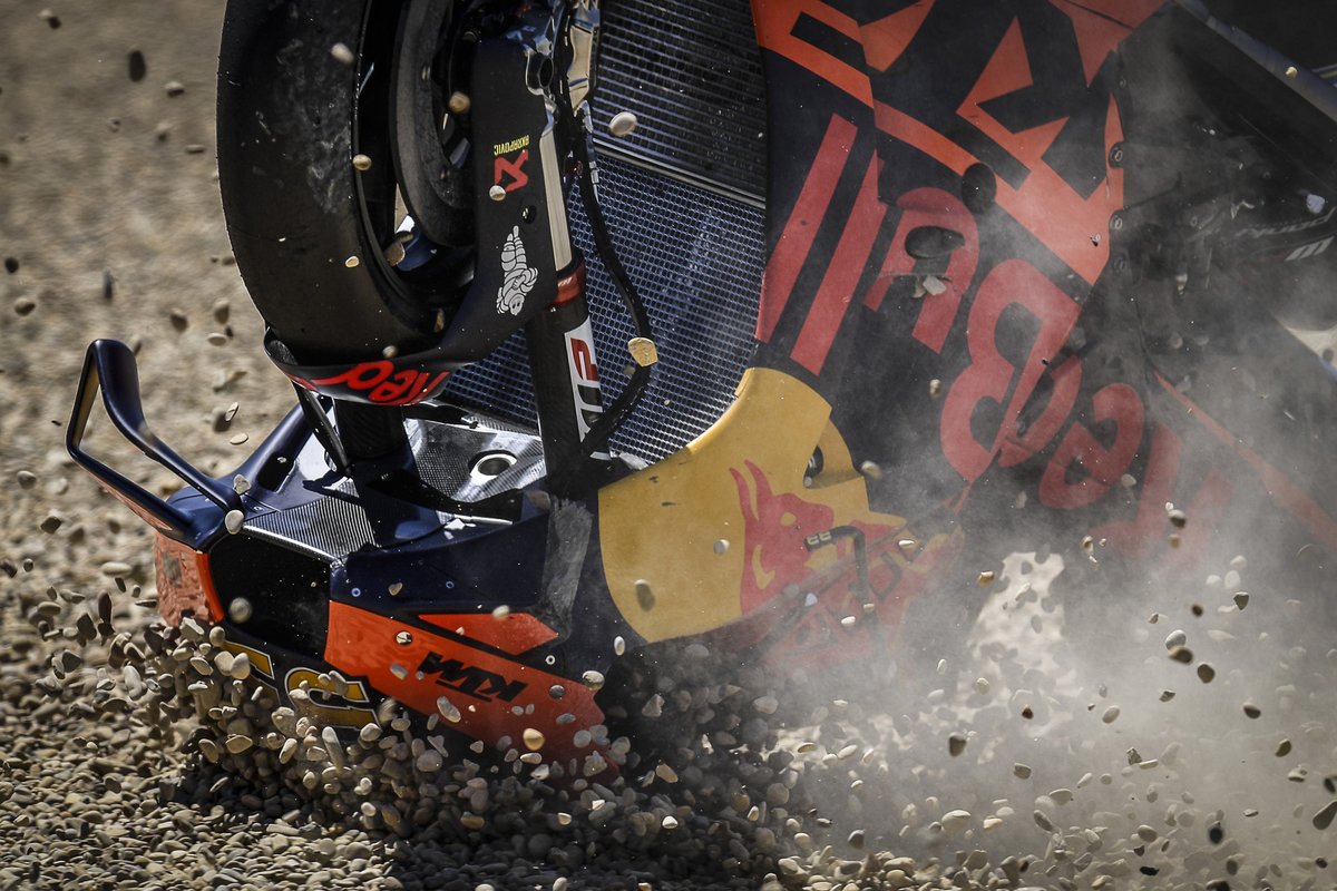 Motor van Brad Binder, Red Bull KTM Factory Racing crash