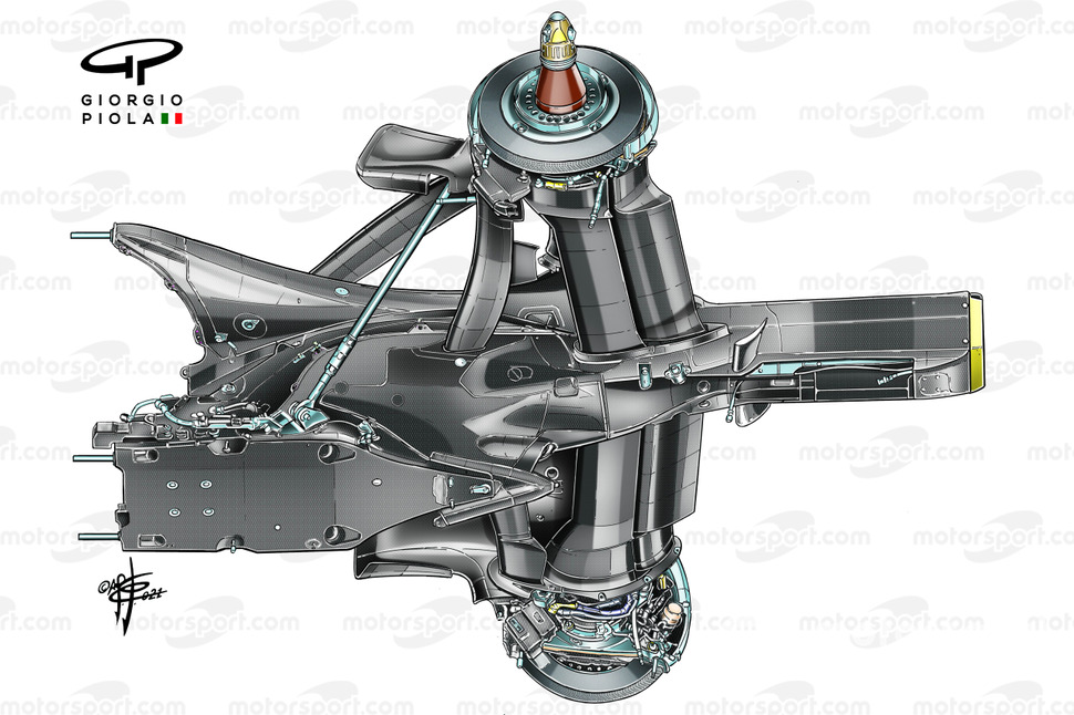 La scatola del cambio e la sospensione posteriore della Red Bull Racing RB16B