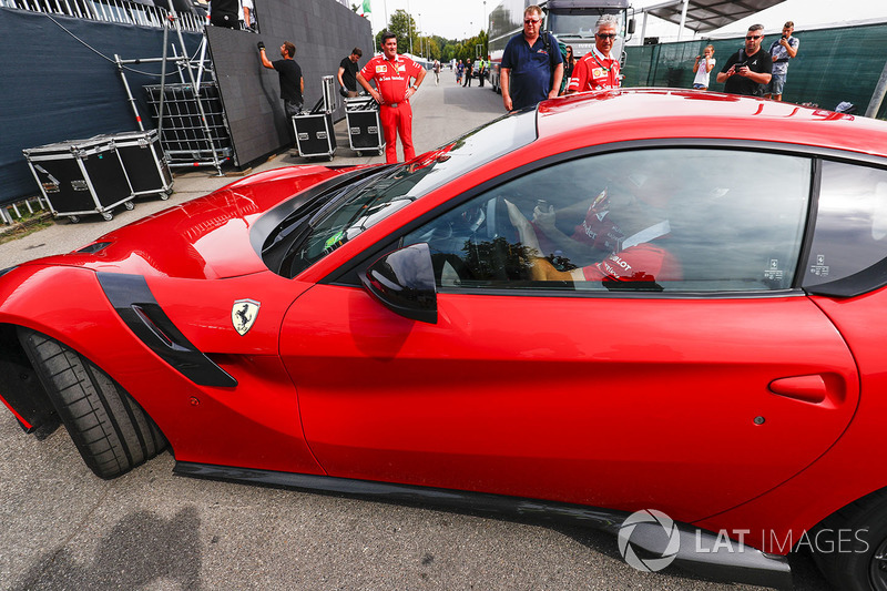Sebastian Vettel, Ferrari, arrives at the circuit