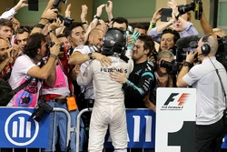 Second place and new world champion Nico Rosberg, Mercedes AMG Petronas F1 celebrates in parc ferme