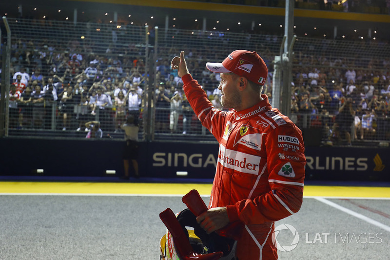 Pole sitter Sebastian Vettel, Ferrari