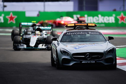 Lewis Hamilton, Mercedes AMG F1 W07 Hybrid leads behind the FIA Safety Car