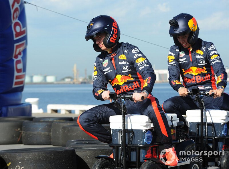 Max Verstappen, Red Bull Racing and Alex Albon, Red Bull Racing at a Red Bull event Grand Pier in St Kilda