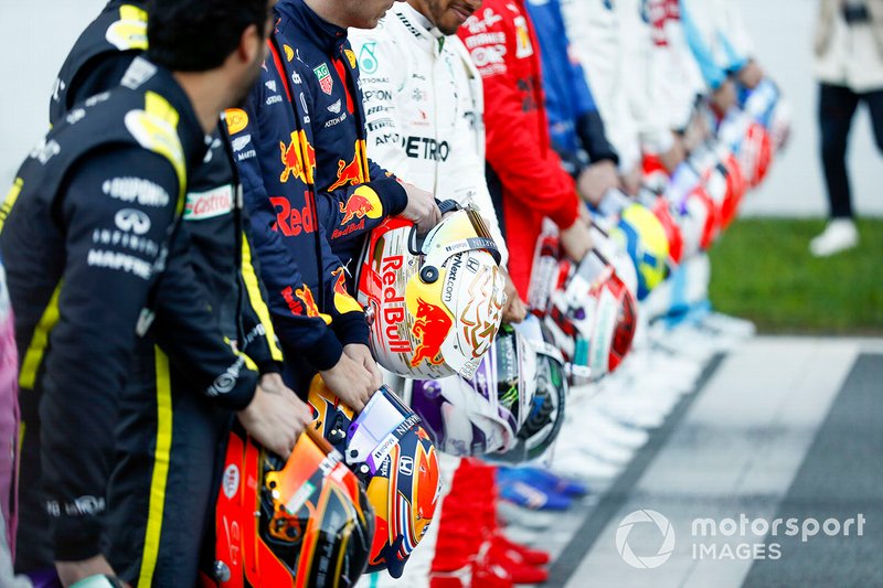 2020 drivers line up on the grid