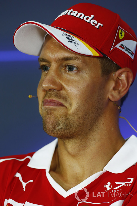 Sebastian Vettel, Ferrari, in the FIA press conference