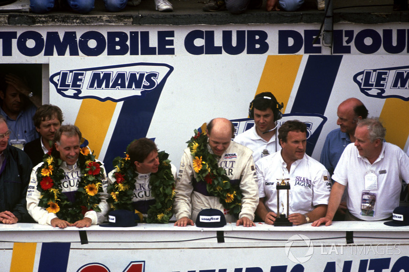 Podio Price Cobb, Martin Brundle, John Nielsen y Tom Walkinshaw, Jaguar.
