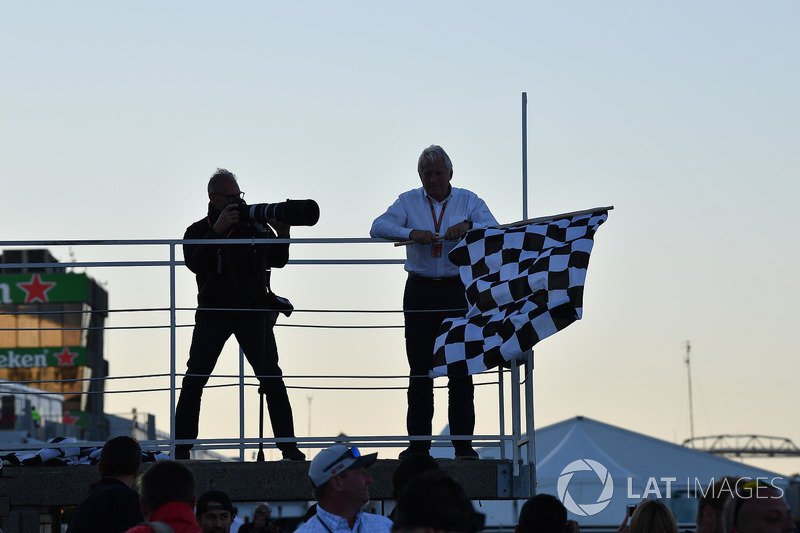 Chequered flag is waved at the raft race