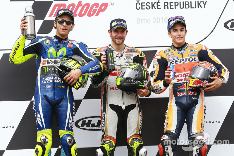 1. Cal Crutchlow, 2. Valentino Rossi, 3. Marc Marquez