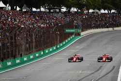 Sebastian Vettel, Ferrari SF70H, Kimi Raikkonen, Ferrari SF70H, stop at the end of qualifying