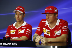 Kimi Raikkonen, Ferrari, Sebastian Vettel, Ferrari, in the FIA press conference