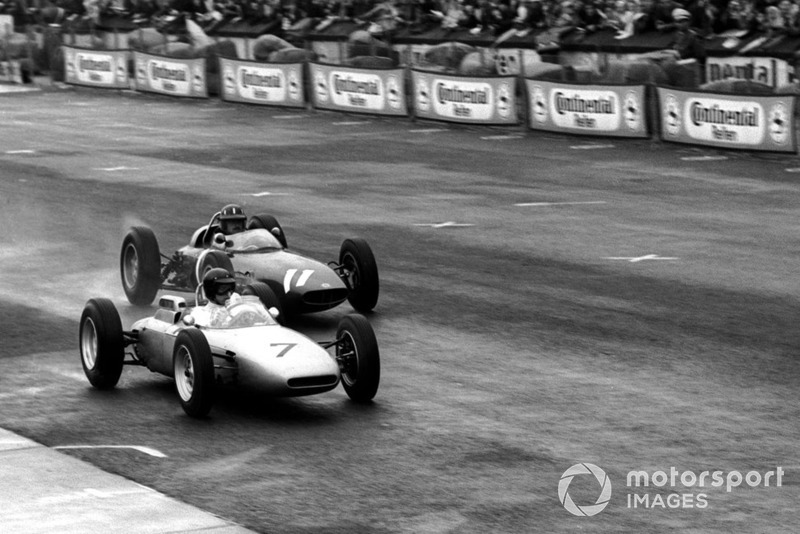 Graham Hill, BRM P57, Dan Gurney, Porsche 804