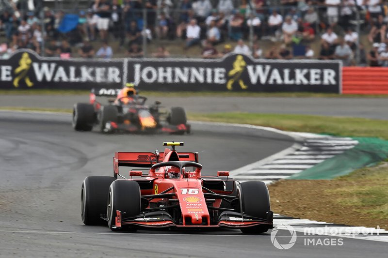 Charles Leclerc, Ferrari SF90, leads Pierre Gasly, Red Bull Racing RB15
