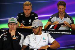 Persconferentie FIA: Kevin Magnussen, Renault Sport F1 Team; Romain Grosjean, Haas F1 Team; Nico Hul