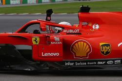 Race winner Sebastian Vettel, Ferrari SF71H waves at the end of the race