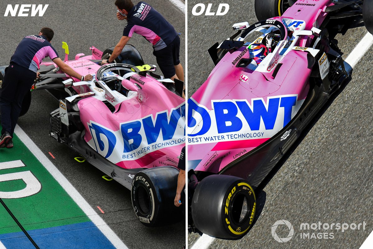 Los laterales del RP20 antes y en Mugello.