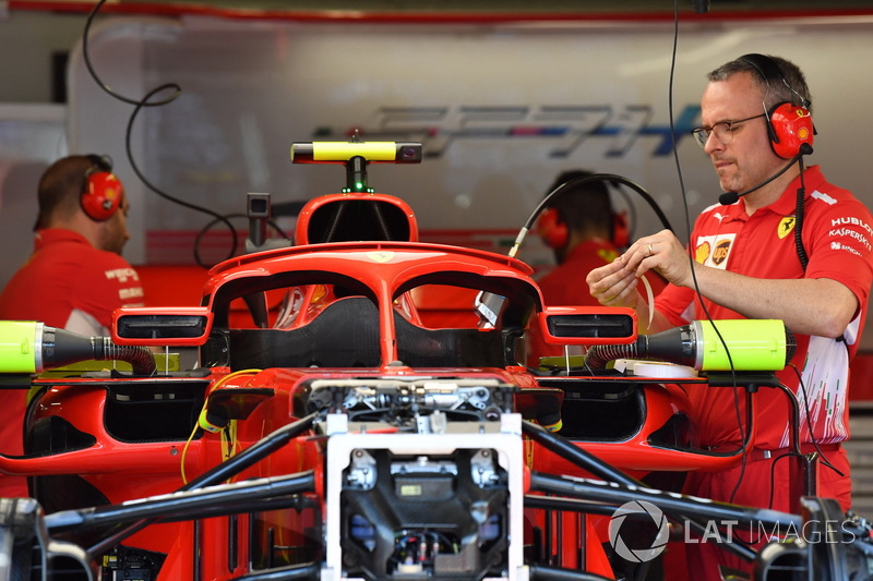 Ferrari SF71H met halo-spiegels